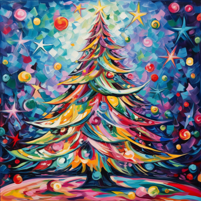 Colorful Christmas Tree And Stars