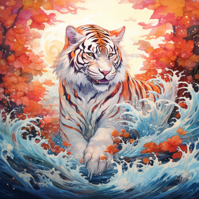 Tiger And Waves  Diamond Painting Kits