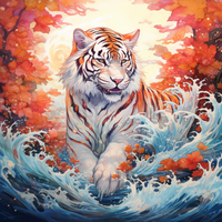 Thumbnail for Tiger And Waves  Diamond Painting Kits