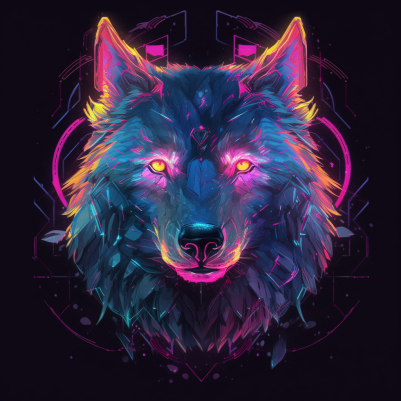 Neon Wolf With Glowing Eyes