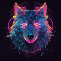 Thumbnail for Neon Wolf With Glowing Eyes