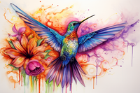 Thumbnail for Watercolor Open Wings Hummingbird  Diamond Painting Kits
