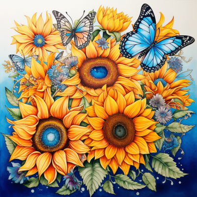 Mesmerizing Sunflowers And Butterflies