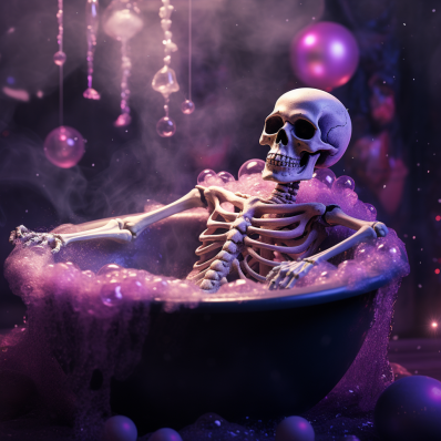 Relaxing Skeleton In A Cauldron
