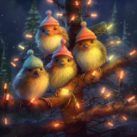 Thumbnail for Adorable Christmas Birds On A Branch