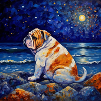 Thumbnail for English Bulldog At Night Diamond Painting Kit