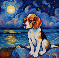 Thumbnail for Good Dog Beagle At Night Diamond Painting Kit