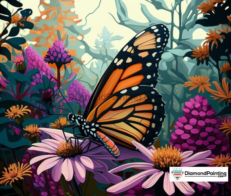 Colorful Monarch Butterfly Free Diamond Painting 