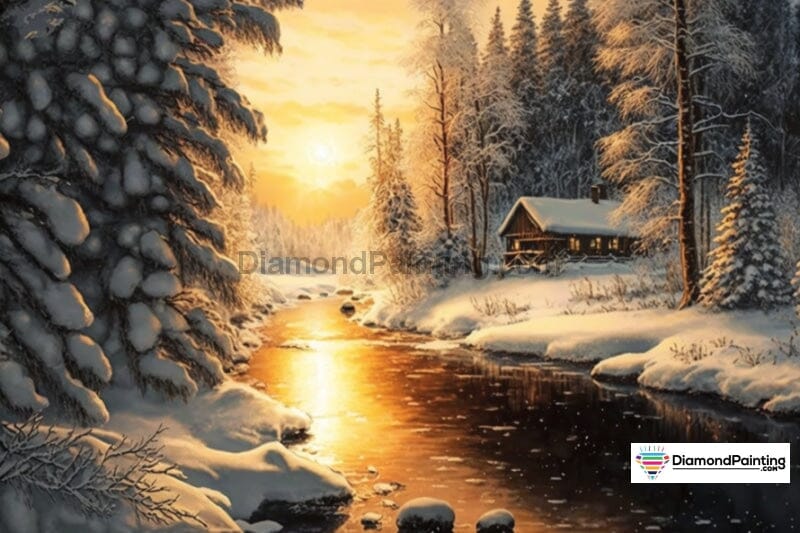 Snow Covered Cabin Diamond Painting 