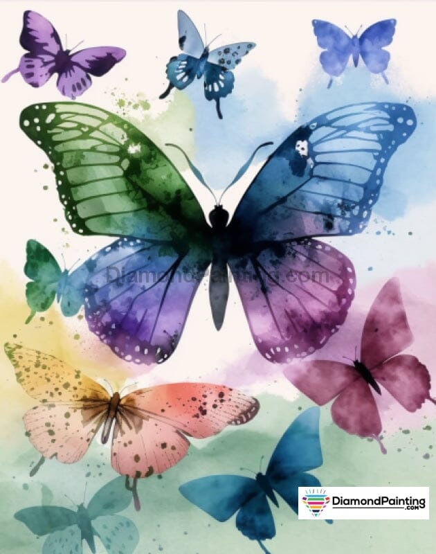 Watercolor Butterflies Free Diamond Painting 