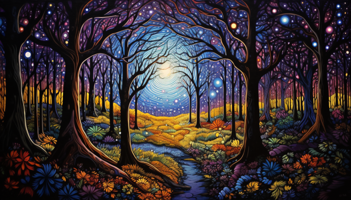 Magical Forest And Moon  Diamond Painting Kits