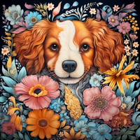 Thumbnail for Smiling Puppy Among Flowers