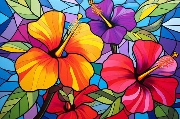 Perfectly Colorful Hibiscus  Diamond Painting Kits