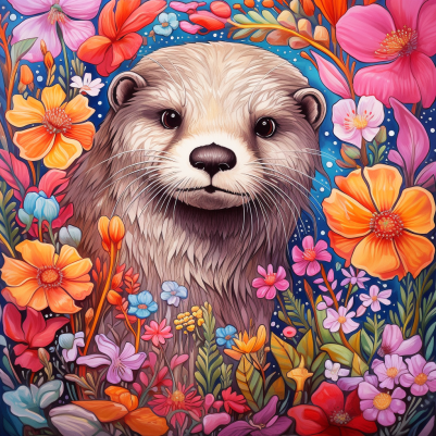 Mesmerizing Flowers And Otter