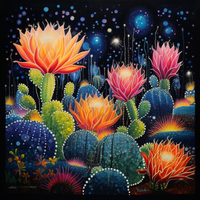 Thumbnail for Glowing Cacti At Night  Diamond Painting Kits