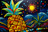 Thumbnail for Colorful Starry Night Pineapple  Diamond Painting Kits
