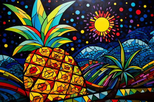 Colorful Starry Night Pineapple  Diamond Painting Kits