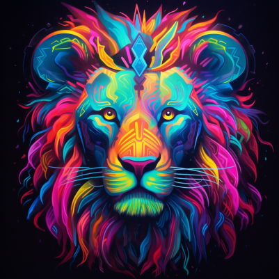 Neon Lion Head