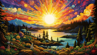 Thumbnail for Vivid Sun Above Lake And Forest  Diamond Painting Kits