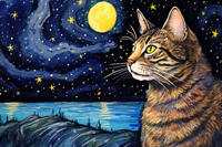 Thumbnail for Tabby Cat On A Starry Night  Diamond Painting Kits