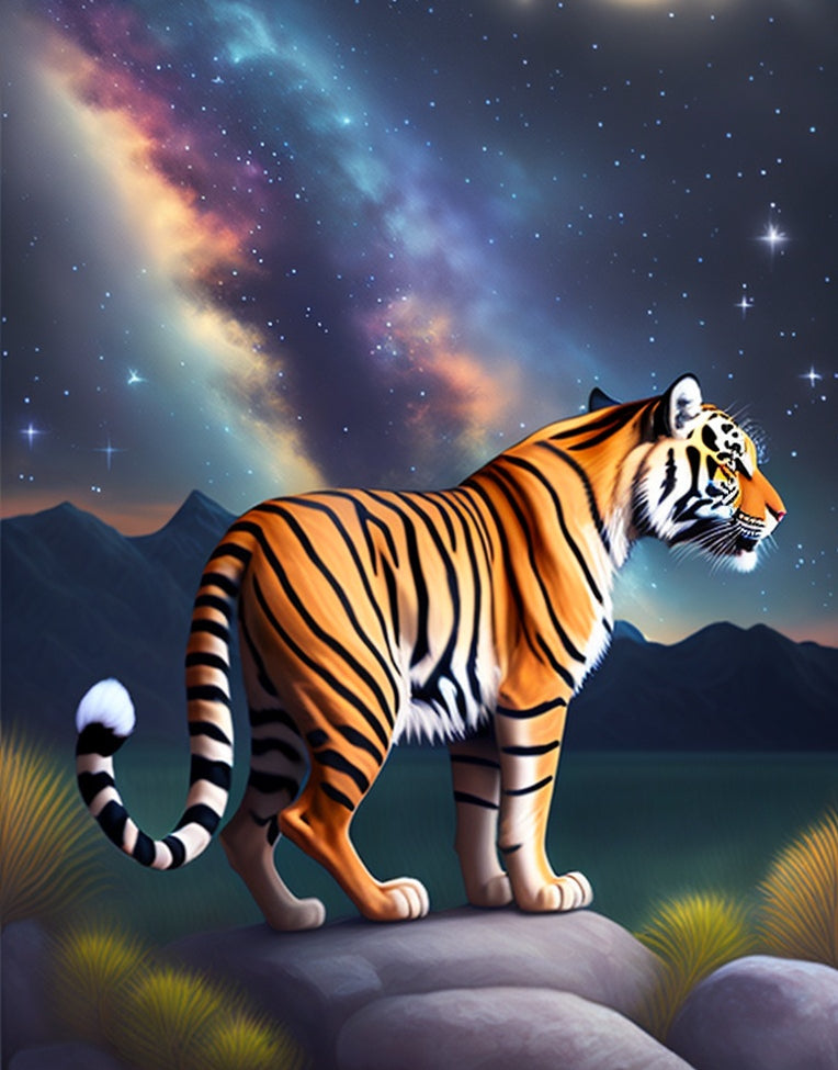 Tiger On Starry Night Prowl
