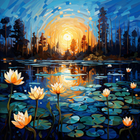 Thumbnail for Sunset Over Pond Of Lily Pads