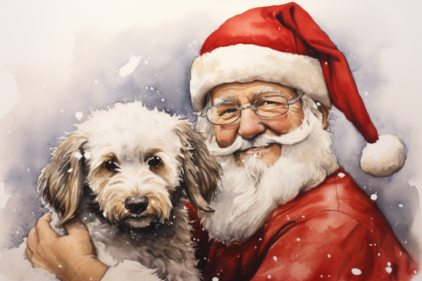 Santa  Clause With Poodle