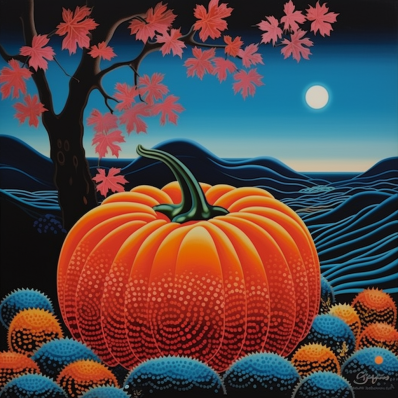 Vibrant Pumpkin In The Night