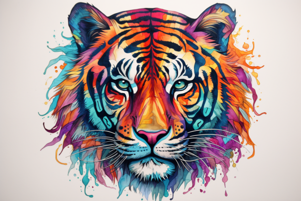 Vibrant Watercolor Tiger
