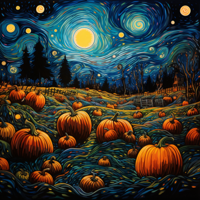 Pumpkin Patch On A Starry Night