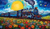 Thumbnail for Flowers And Locomotive Train  Diamond Painting Kits