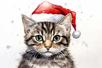 Thumbnail for Christmas Tabby Cat In Santa Hat