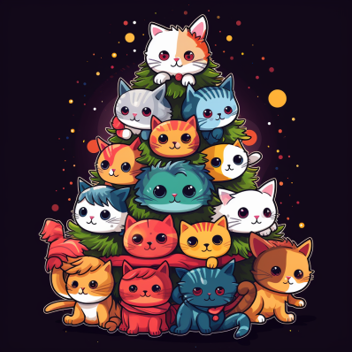 Anime Kitty Cat Christmas Tree