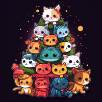 Thumbnail for Anime Kitty Cat Christmas Tree