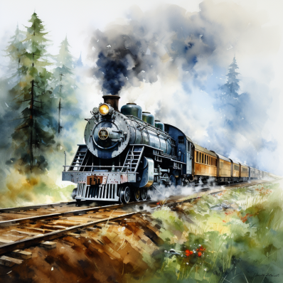 Watercolor Train On The Go  Diamond Painting Kits