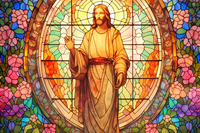 Thumbnail for Graceful Jesus Among Stained Glass Flowers