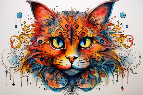 Artsy Watercolor Kitty Cat  Diamond Painting Kits