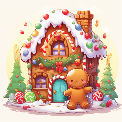 Gingerbread House And Gingerbread Man