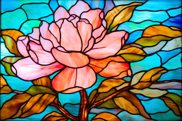 Graceful Single Flower On Stained Glass  Diamond Painting Kits