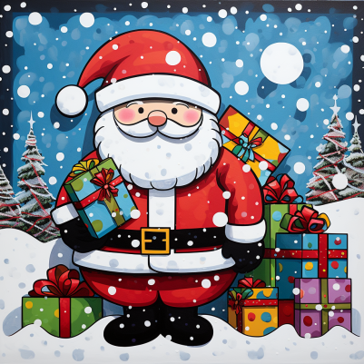 Colorful Santa And Gifts