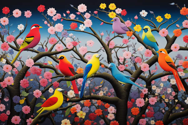 Colorful Spring Birds  Diamond Painting Kits