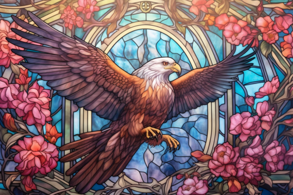 Dreamy Soaring Eagle And Stained Glass