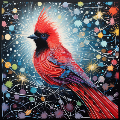 Fun Colorful Artsy Cardinal   Diamond Painting Kits