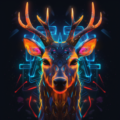Glowing Neon Deer Head