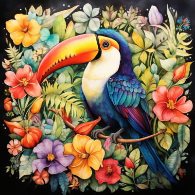 Mesmerizing Toucan And Hibiscus