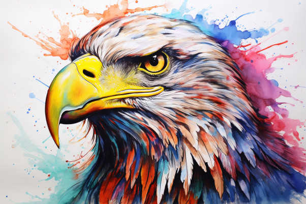 Closeup Watercolor Eagle