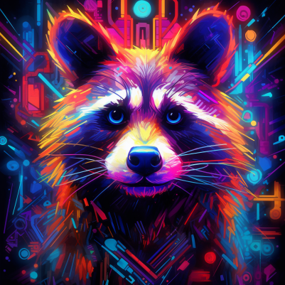 Kind Neon Galactic Raccoon