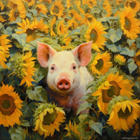 Thumbnail for Little Pig In Sunflowers