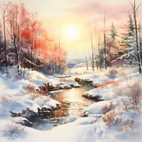 Thumbnail for Watercolor Stream In Winter   Diamond Painting Kits