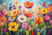 Thumbnail for Bright Bold Colorful Flowers  Diamond Painting Kits